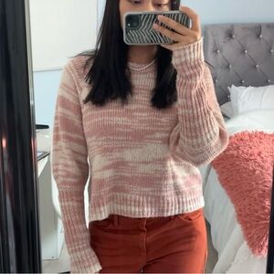 Kersh Pink and White Women's Crew Neck Sweater